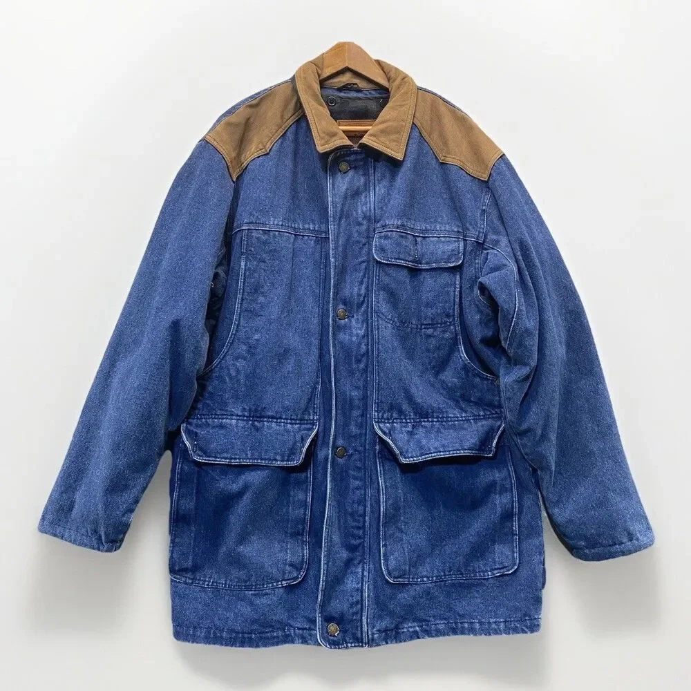 Vintage Hunt Club Denim Jacket Mens XLT Removable Lining Flannel Lined